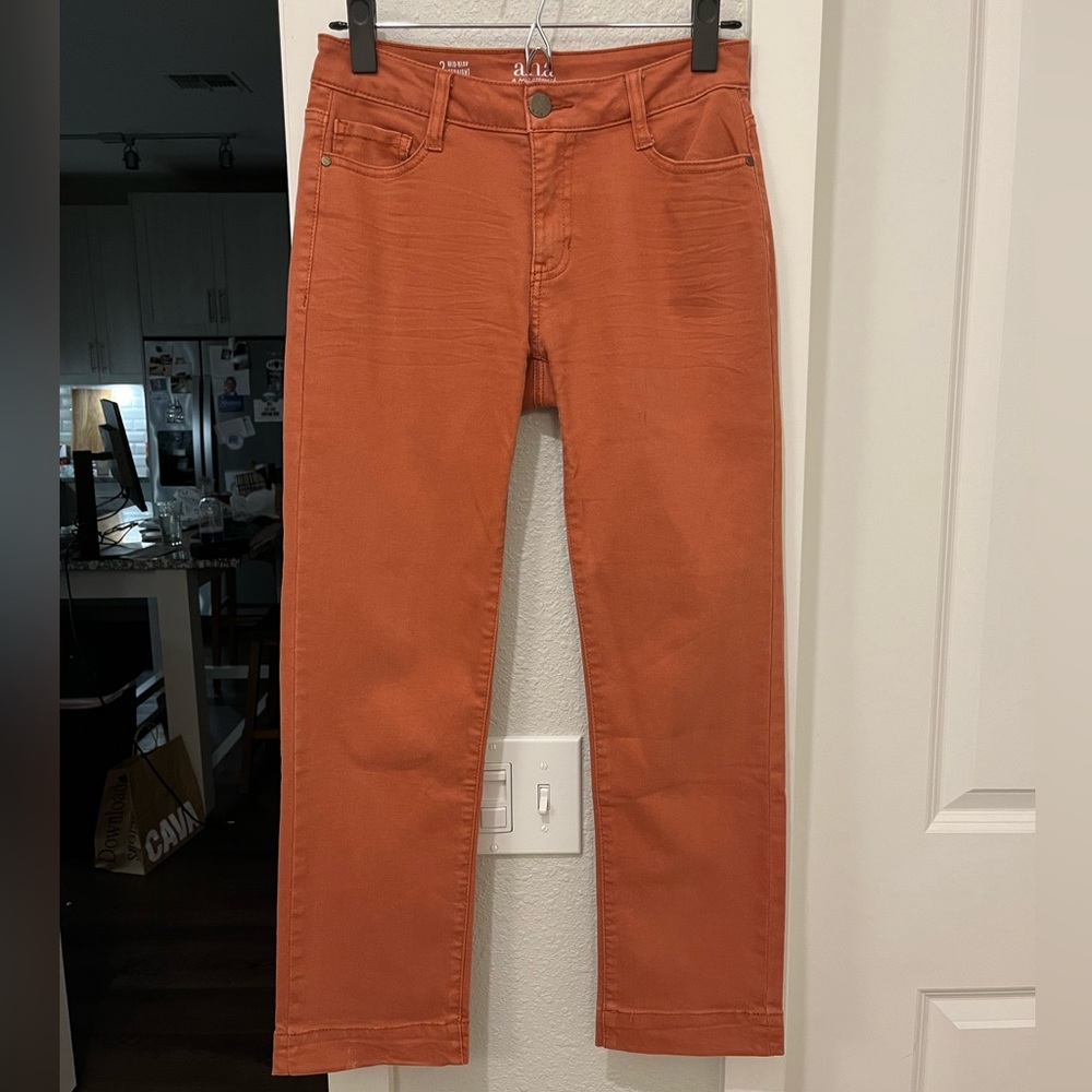 Mid Rise Straight Rust Jeans